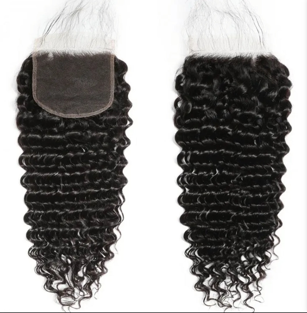 5x5 Deep Wave Brazilian Virgin Human Hair Lace Closure